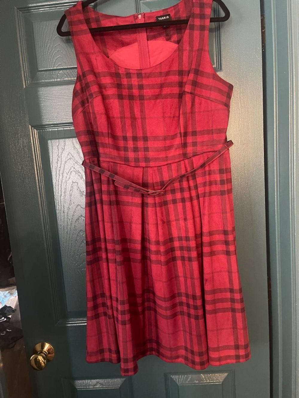 torrid Red Plaid Sleeveless Fit-and-Flare Dress